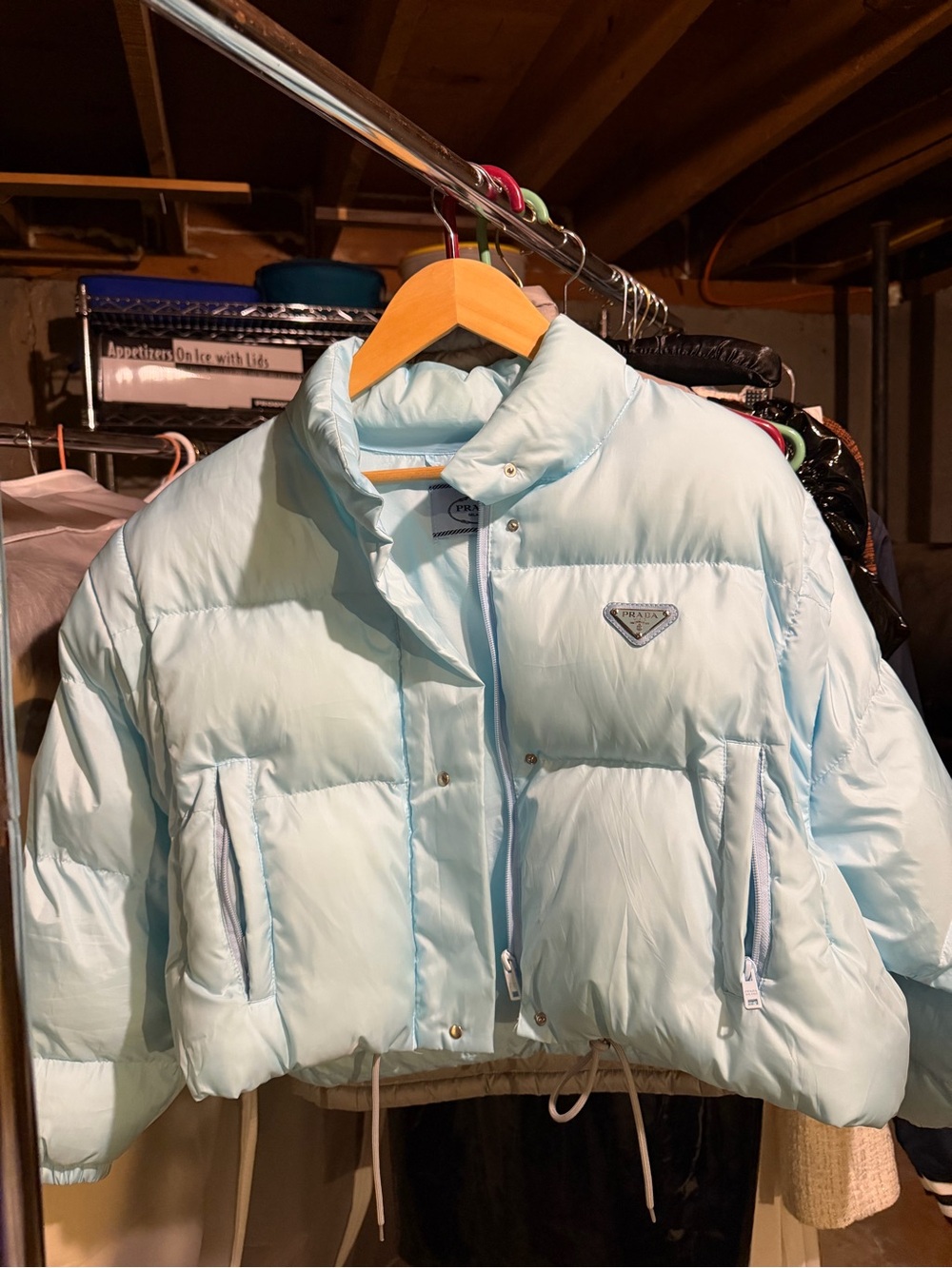 Cropped Light Blue Puffer Jacket